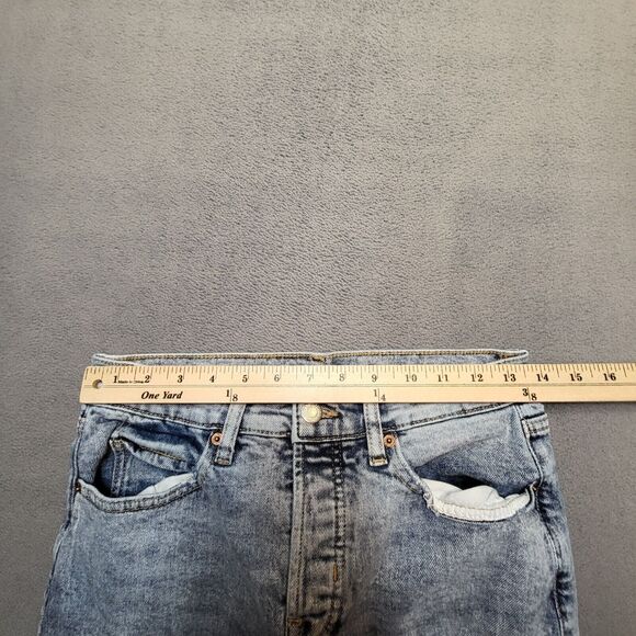 Old Navy Jeans Womens 4 Blue Sky Hi Straight Button Fly Distressed Denim Stretch - Picture 9 of 11